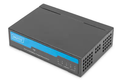 DIGITUS Switch 5-Port Gigabit Unmanaged Metallgehäuse schw - Switch - 1 Gbps