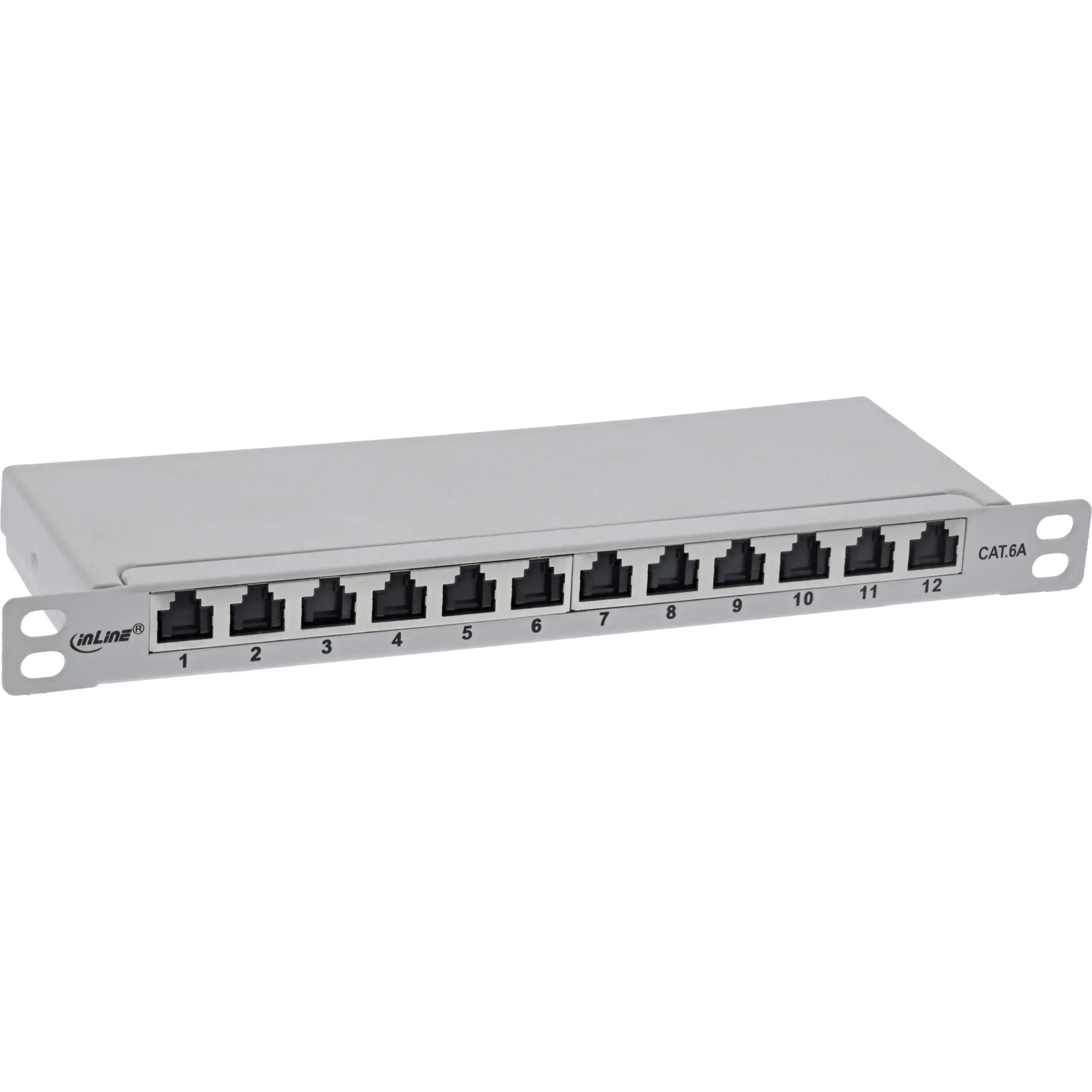 InLine 10" Patchfeld Cat.6A 0,5HE 12-fach - lichtgrau - RAL7035 - mit Staubschutz