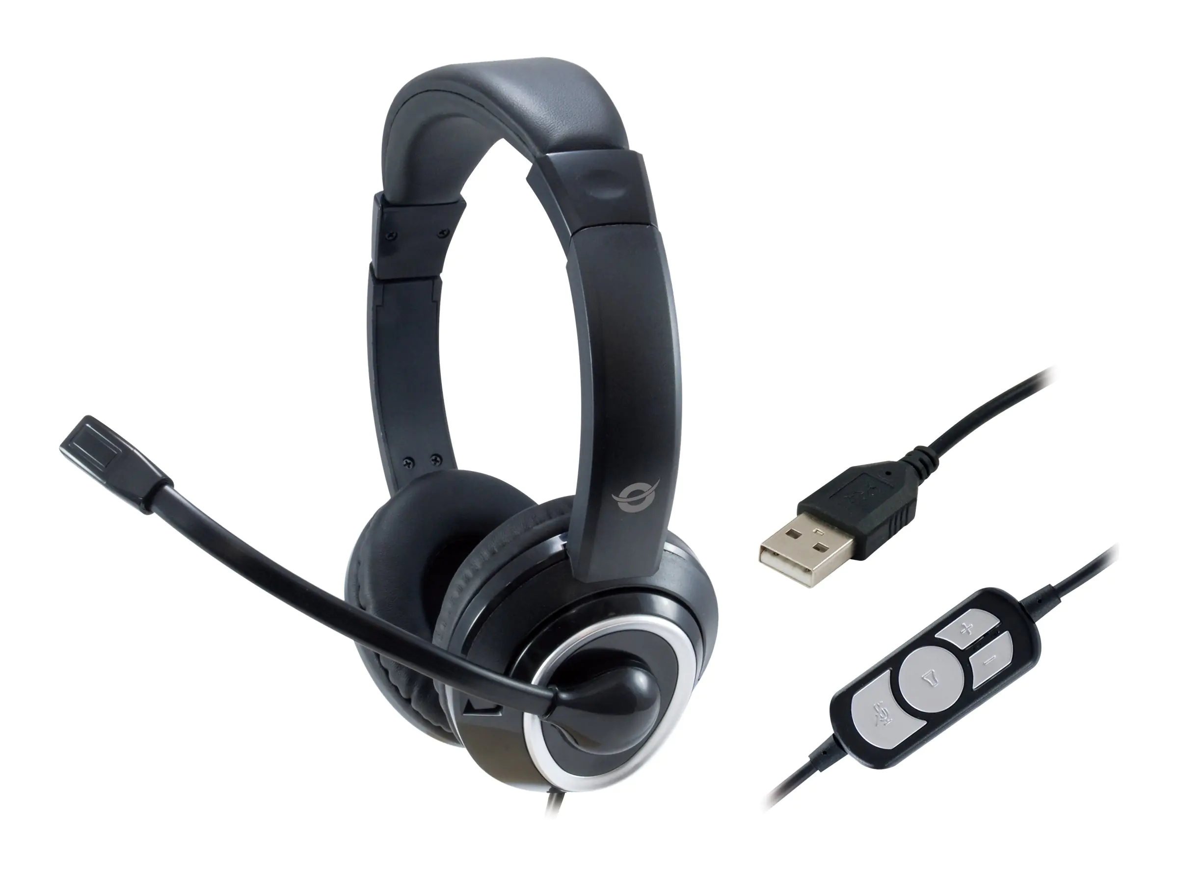 Conceptronic Polona POLONA01B - Headset - ohrumschließend - kabelgebunden - USB - Schwarz