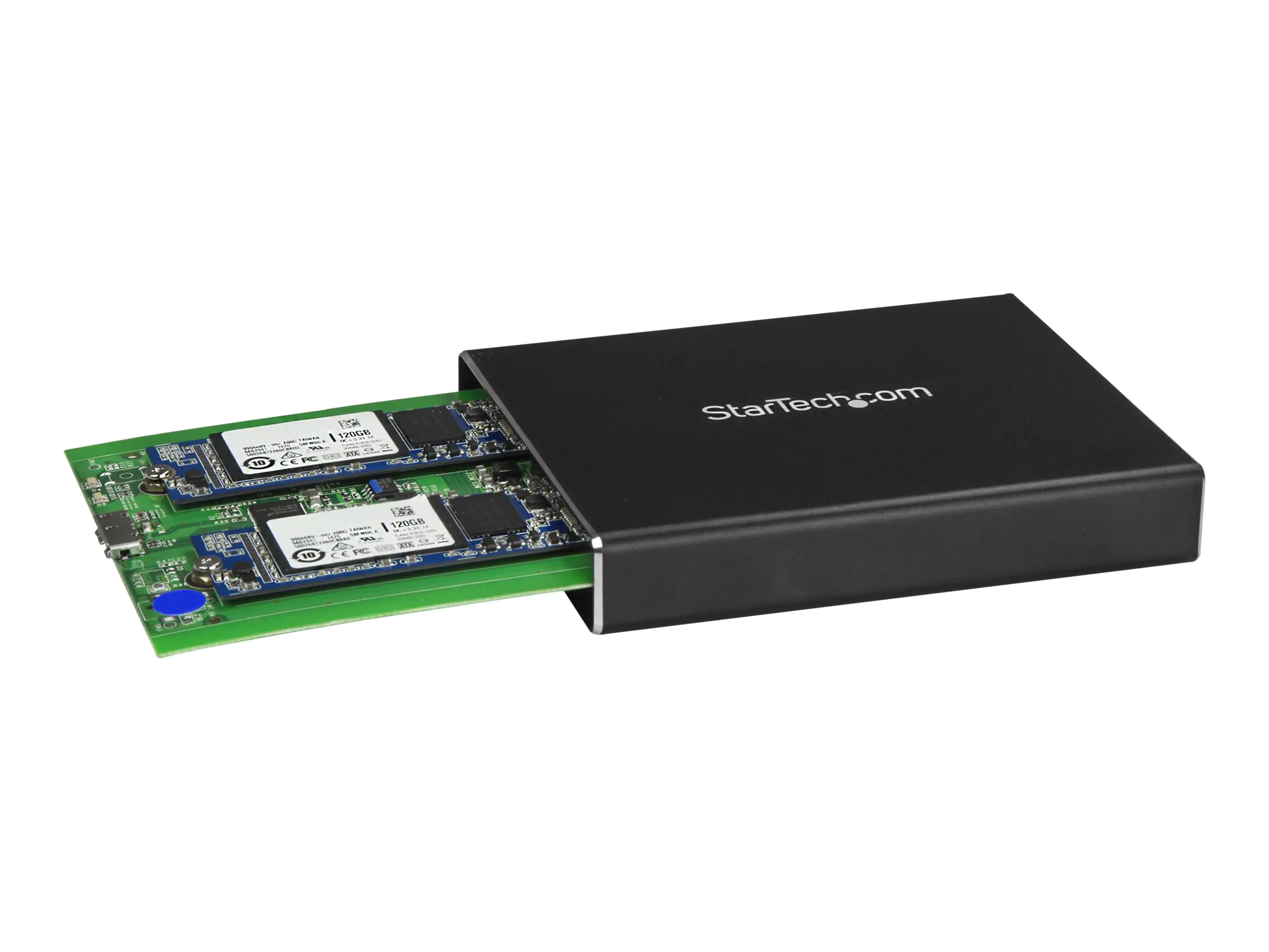 StarTech.com StarTech SSD Festplattengehäuse für zwei M.2 Festplatten - USB 3.1 Type C - USB C Kabel - USB 3.1 Case zu 2x M2 Adapter - Flash-Speicher-Array - 2 Schächte - USB 3.1 (extern) SM22BU31C3R