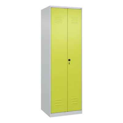 C+P Kleiderspind Classic PLUS 600 x 1.850 x 500 mm (B x H x T) 2 Abteile Stahl Farbe der Front: clowngrün Farbe des Korpus: lichtgrau