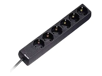 Hama Distribution Panel 6-Way 45° - Steckdosenleiste - Wechselstrom 230 V - Ausgangsanschlüsse: 6 - 1.4 m Schnur - Schwarz (Packung mit 15)