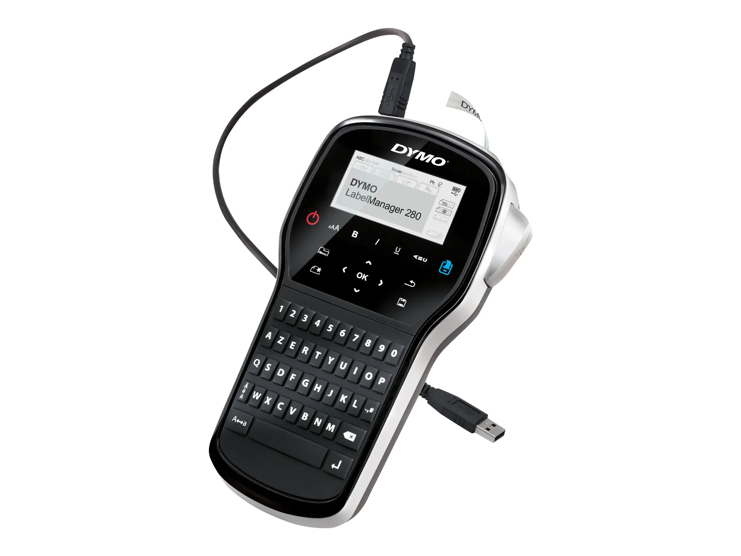 DYMO LabelMANAGER 280 - Beschriftungsgerät - s/w - Thermotransfer - Rolle (1,2 cm) - 180 dpi - bis zu 15 mm/Sek. - USB - Cutter