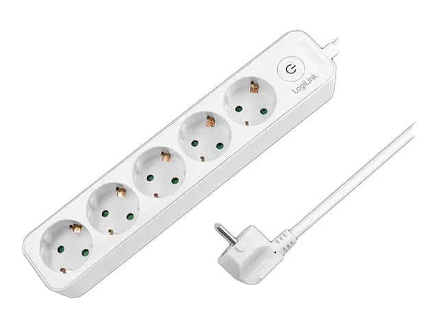 LogiLink - Steckdosenleiste - Wechselstrom 250 V - 3680 Watt - Eingabe, Eingang Stromversorgung - Ausgangsanschlüsse: 5 (5 x Stecker CEE 7/3) - 1.5 m Schnur - Deutschland - weiß
