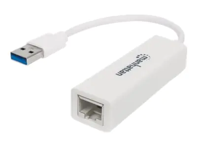 Manhattan USB-A Gigabit Network Adapter, White, 10/100/1000 Mbps Network, USB 3.0, Ethernet, RJ45, Three Year Warranty, Blister - Netzwerkadapter - USB 3.0 - Gigabit Ethernet