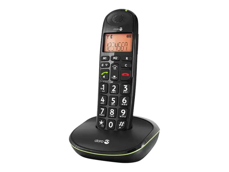 Doro PhoneEasy 100w - Schnurlostelefon mit Rufnummernanzeige - DECTGAP - Schwarz