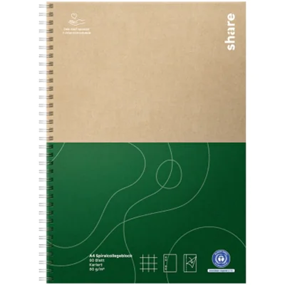 share Collegeblock DIN A4 kariert 80g/m² natur/grün 80 Bl.