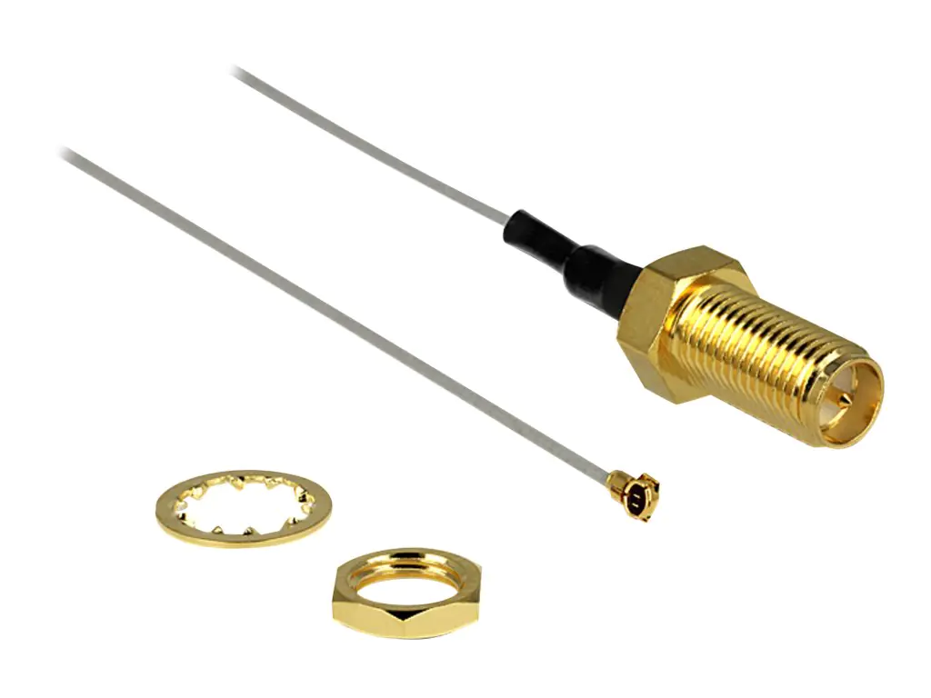 Delock - Antennenkabel - RP-SMA (W) zu I-PEX (M) - 20 cm - Koax - Grau