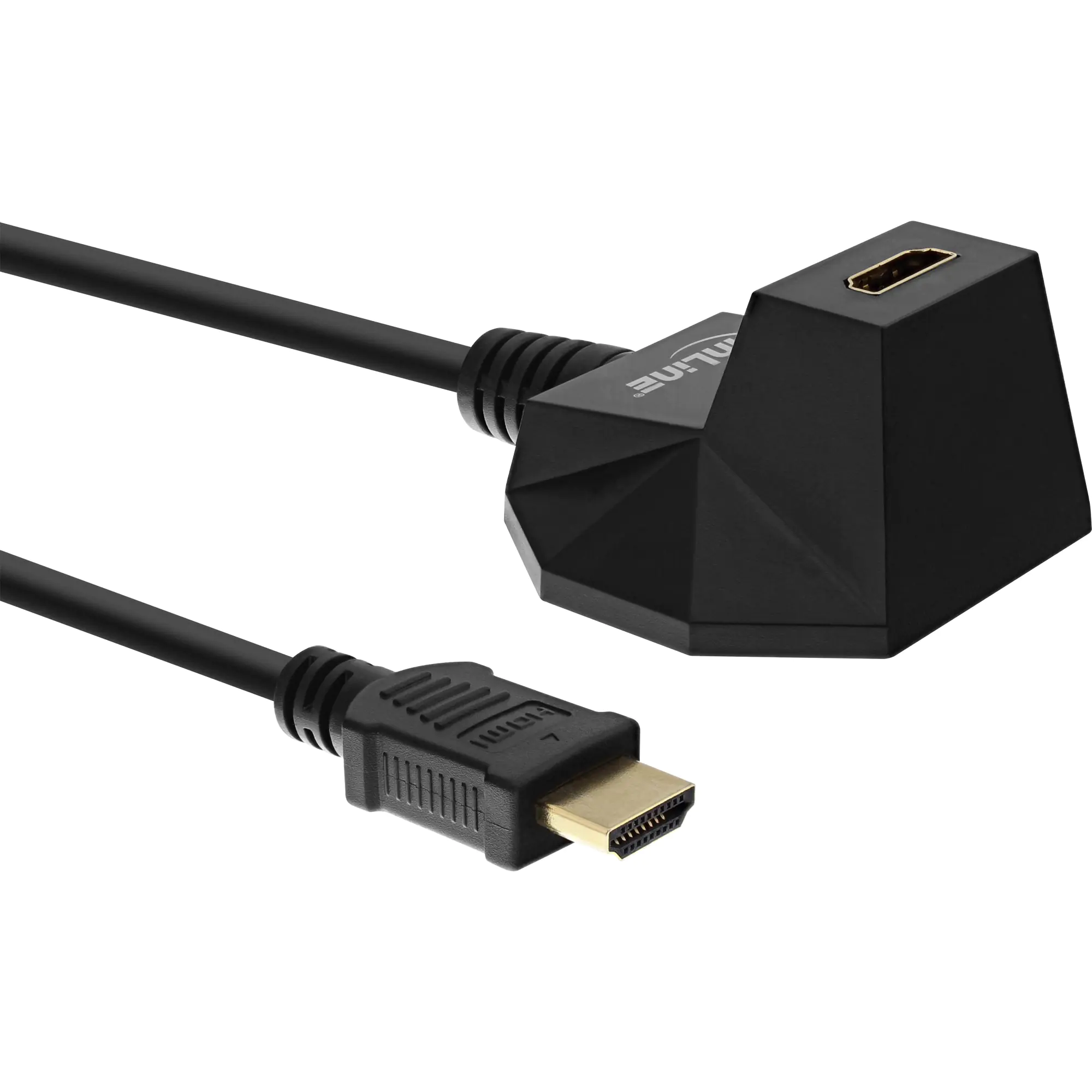 InLine - HDMI mit Ethernet-Verlängerungskabel - HDMI (M) bis HDMI (W) - 1 m - abgeschirmt - Schwarz - 4K Unterstützung