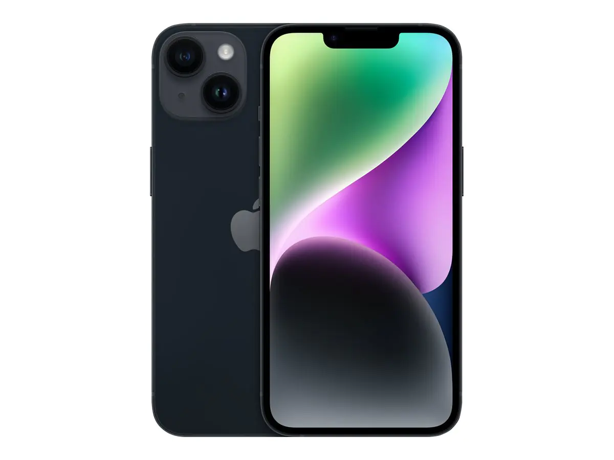 Apple iPhone 14 - 5G Smartphone - Dual-SIM / Interner Speicher 128 GB - OLED-Display - 6.1" - 2532 x 1170 Pixel - 2 x Rückkamera 12 MP, 12 MP - front camera 12 MP - Midnight