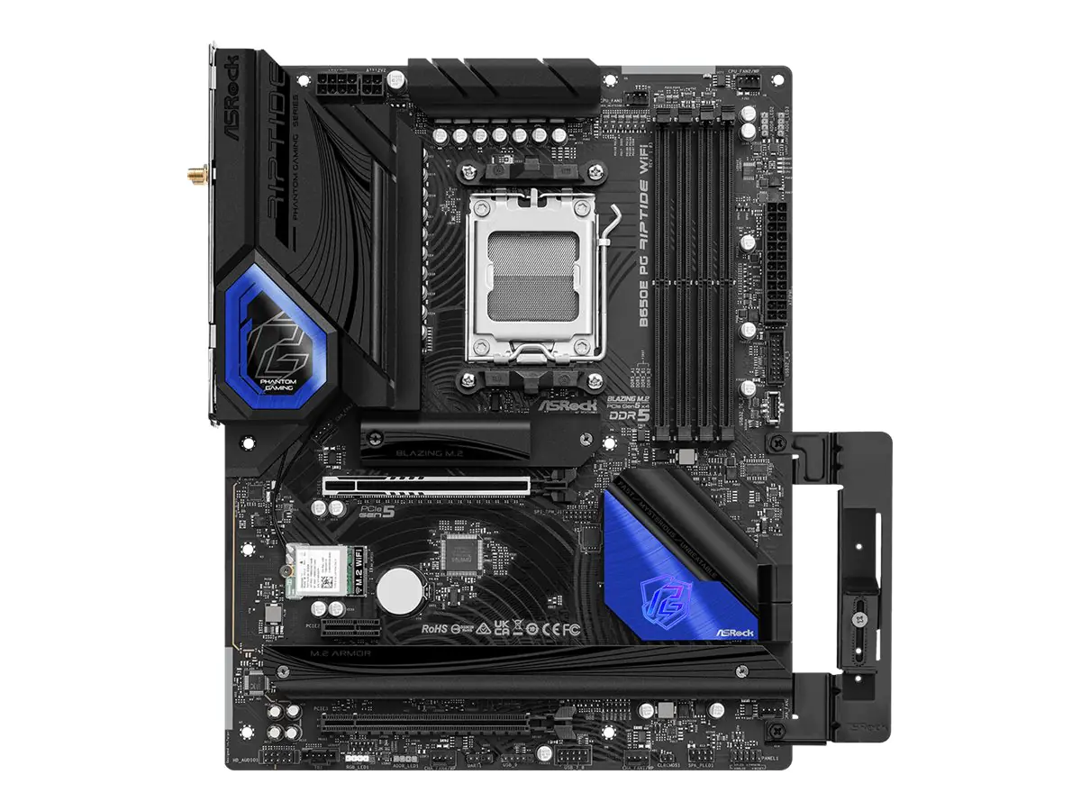 ASRock B650E PG Riptide WiFi - Motherboard - ATX - Socket AM5 - AMD B650 Chipsatz - USB 3.2 Gen 1, USB 3.2 Gen 2, USB-C 3.2 Gen2, USB-C 3.2 Gen 2x2 - Bluetooth, 2.5 Gigabit LAN, Wi-Fi 6 - Onboard-Grafik (CPU erforderlich) - High Definition Audio (7.1-Chan