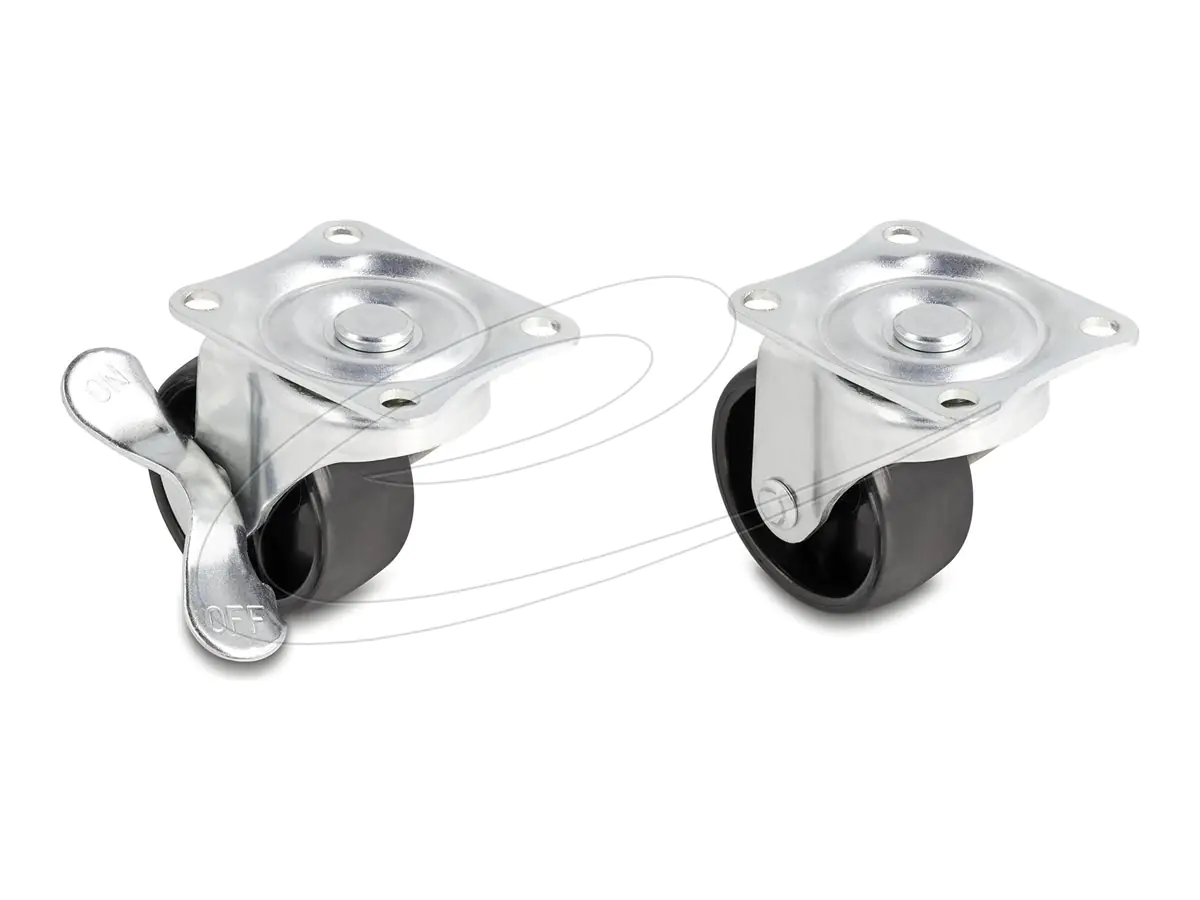 Delock Rollen Kit - Tragfähigkeit von bis zu 150 kg - Silber, Schwarz (Packung mit 4) 66753