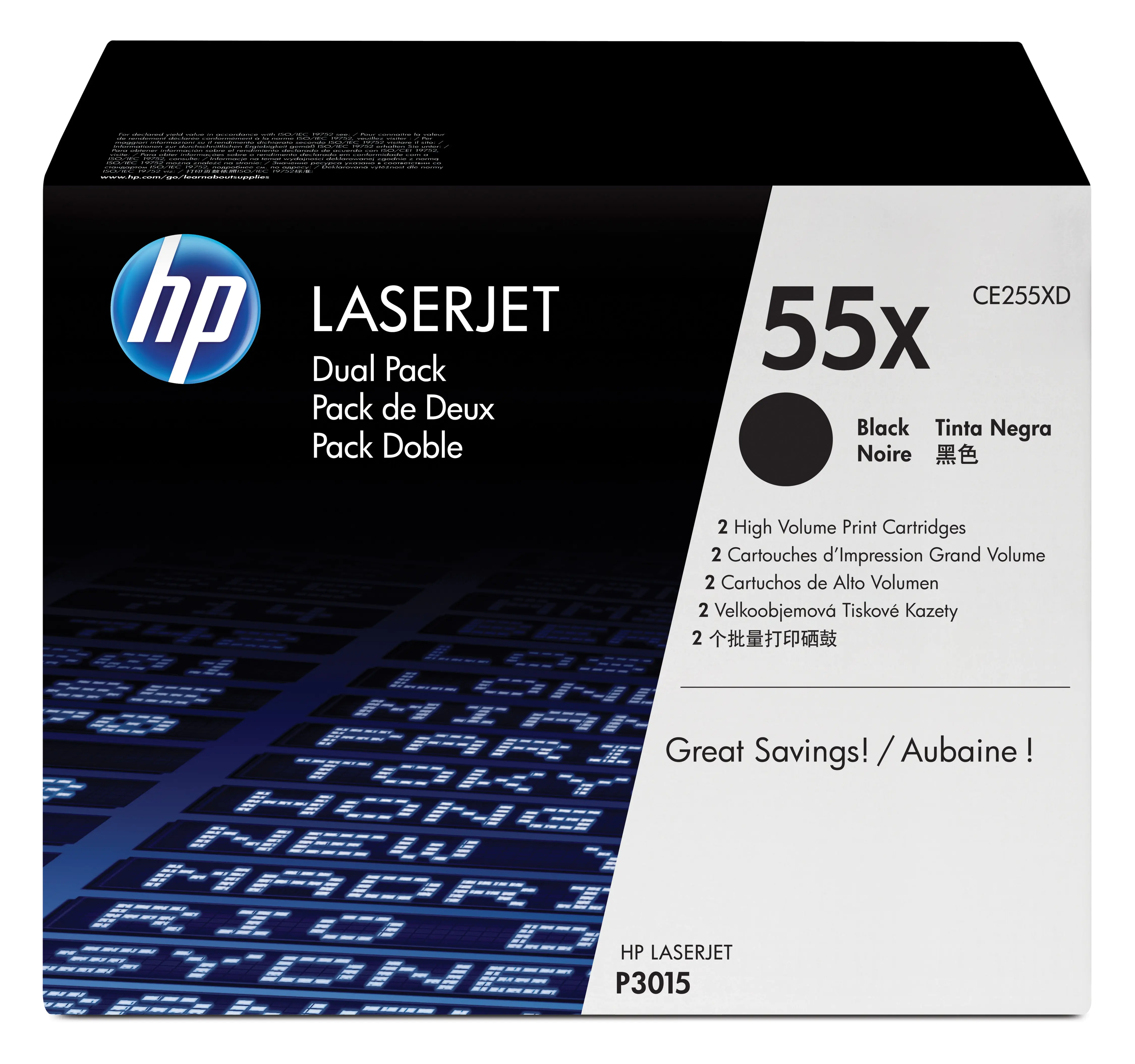 HP 55X - 2er-Pack - Hohe Ergiebigkeit - Schwarz - Original - LaserJet - Tonerpatrone (CE255XD) - für LaserJet Enterprise MFP M525; LaserJet Enterprise Flow MFP M525; LaserJet Managed MFP M525