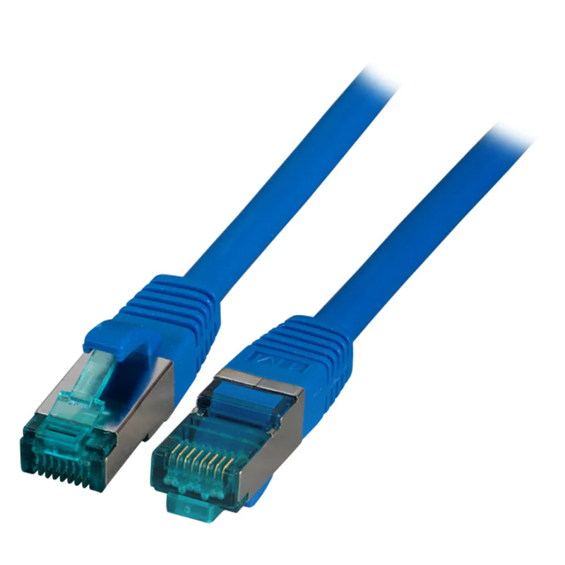 EFB-Elektronik - Patch-Kabel - RJ-45 (M) zu RJ-45 (M) - 20 m - 6 mm - SFTP - CAT 6a - IEEE 802.3af/IEEE 802.3at/IEEE 802.3bt - halogenfrei, geformt, ohne Haken, silikonfrei - Blau