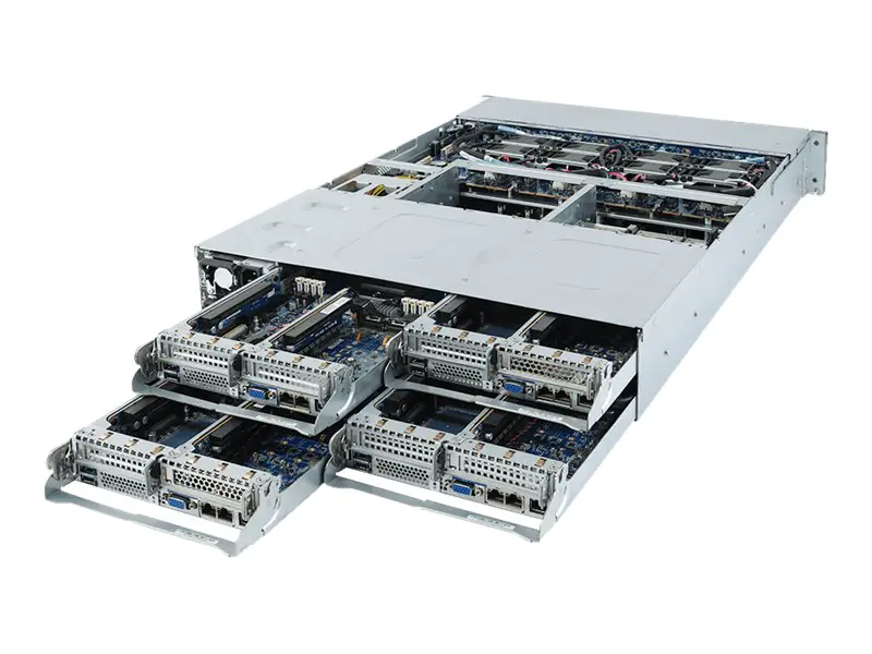 Gigabyte H252-Z10 (rev. 100) - 4 Knoten - Cluster - Rack-Montage - 2U - 1-Weg - keine CPU - RAM 0 GB - keine HDD - AST2500 - 1GbE - kein Betriebssystem - Monitor: keiner