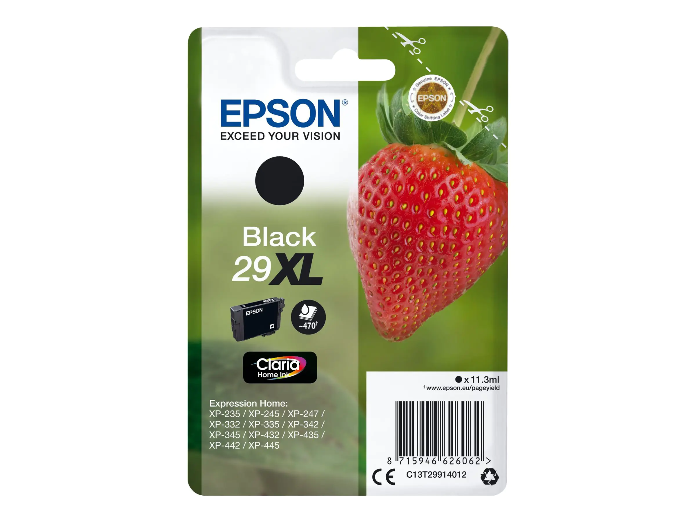 Epson 29XL - 11.3 ml - XL - Schwarz - Original - Blisterverpackung - Tintenpatrone - für Expression Home XP-245, 247, 255, 257, 332, 342, 345, 352, 355, 435, 442, 445, 452, 455