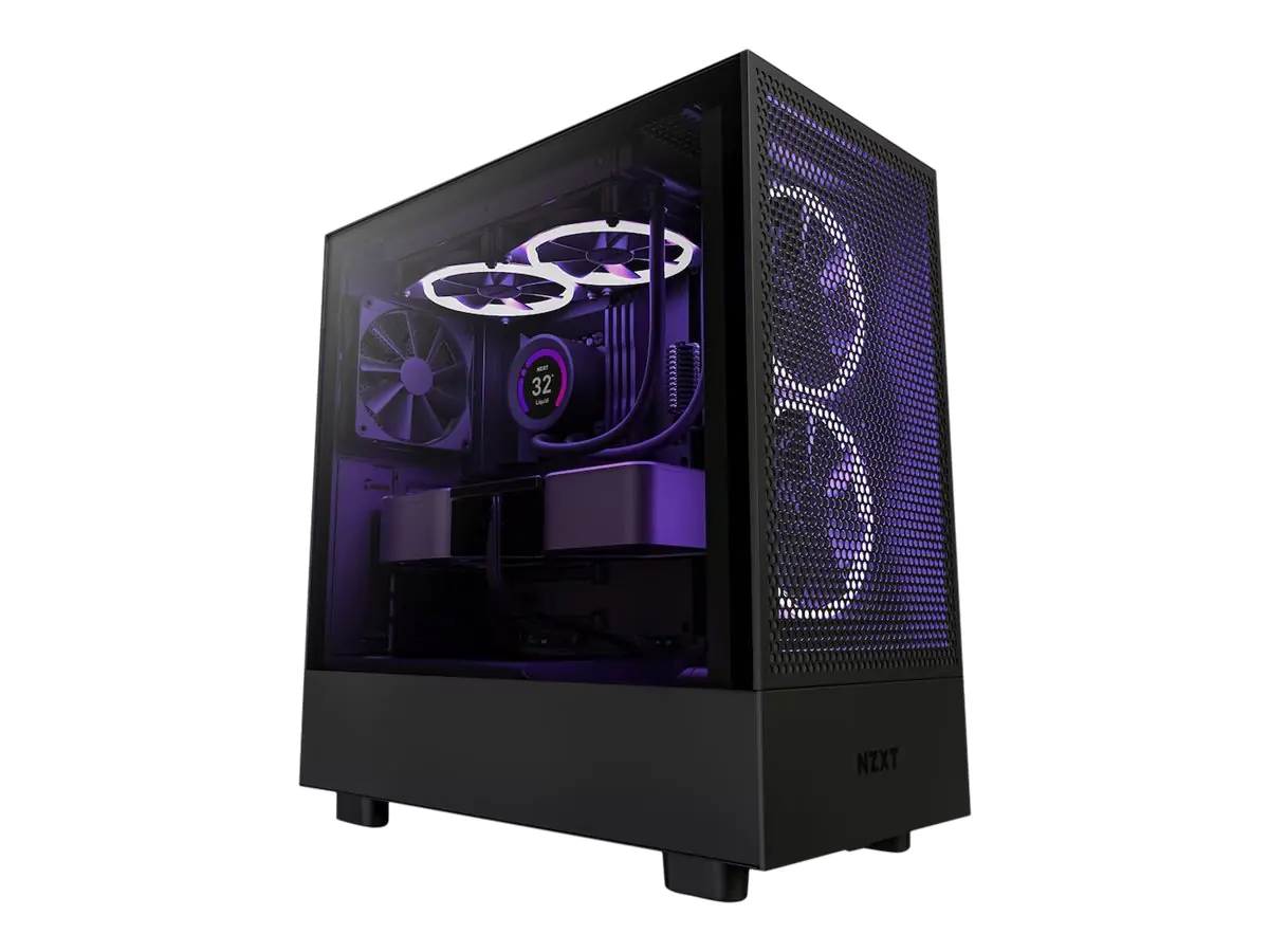 NZXT H series H5 Flow - Mid tower - E-ATX - Seitenteil mit Fenster (gehärtetes Glas) - keine Spannungsversorgung - Schwarz - USB/Audio