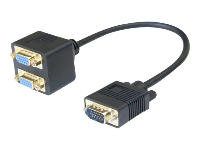 generic - Video-Verteiler - HD-15 (VGA) (M) zu HD-15 (VGA) (W) - 30 cm - Daumenschrauben - Schwarz