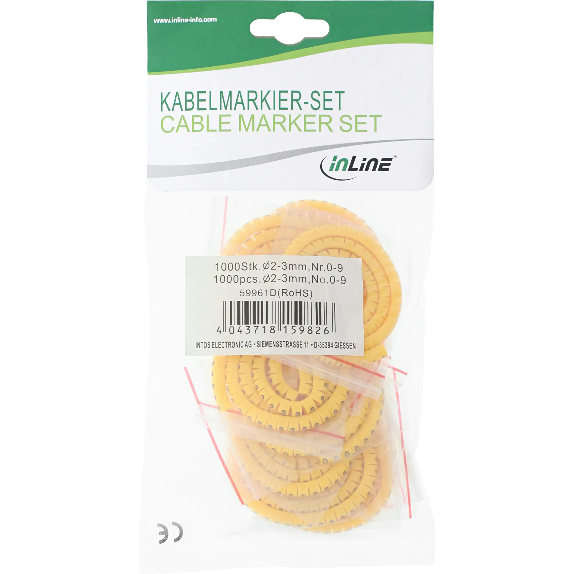 InLine Kabelmarkierer 3,6-7,4mm - Nr.0-9 - 1000 Stück