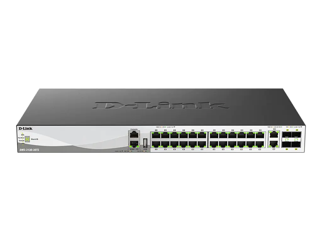 D-Link DMS 3130-30TS - Switch - L3 - managed - 24 x 100/1000/2.5G + 2 x 100/1000/2.5G/5G/10G + 4 x 10 Gigabit / 25 Gigabit SFP28 - an Rack montierbar
