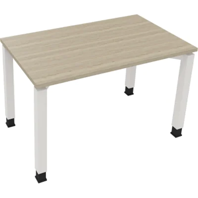 Schreibtisch Kufe Einzels. Quadrat B1200xT700xH650-850 ws/Eiche Natur