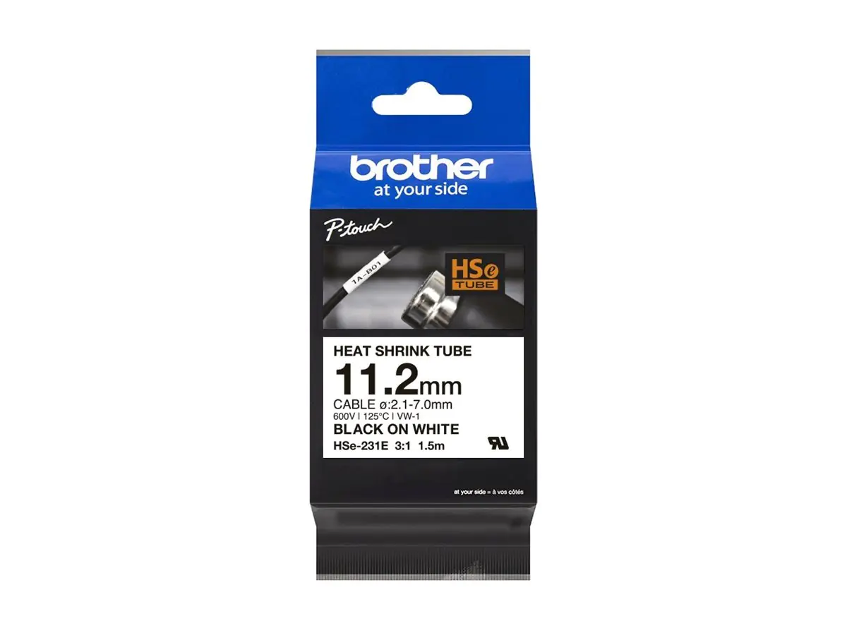 Brother HSe-231E - Schwarz auf Weiß - Rolle (1,12 cm x 1,5 m) HSE231E