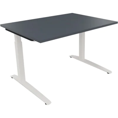 Schreibtisch Kufe Einzels. Quadrat B1200xT900xH650-850 ws/Lavagrau