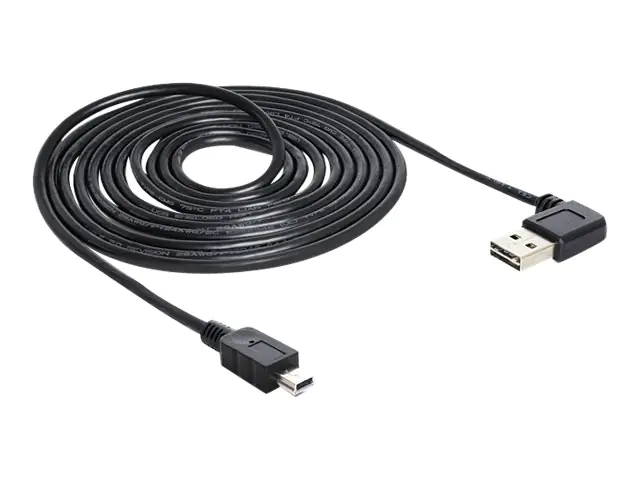 Delock EASY-USB - USB-Kabel - mini-USB Typ B (M) zu USB (M) - 5 m - 90° Stecker - Schwarz