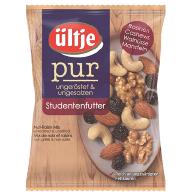 ültje Studentenfutter Pur Rosinen, naturbelassene Cashews, Walnüsse, Mandeln 150 g/Pack.