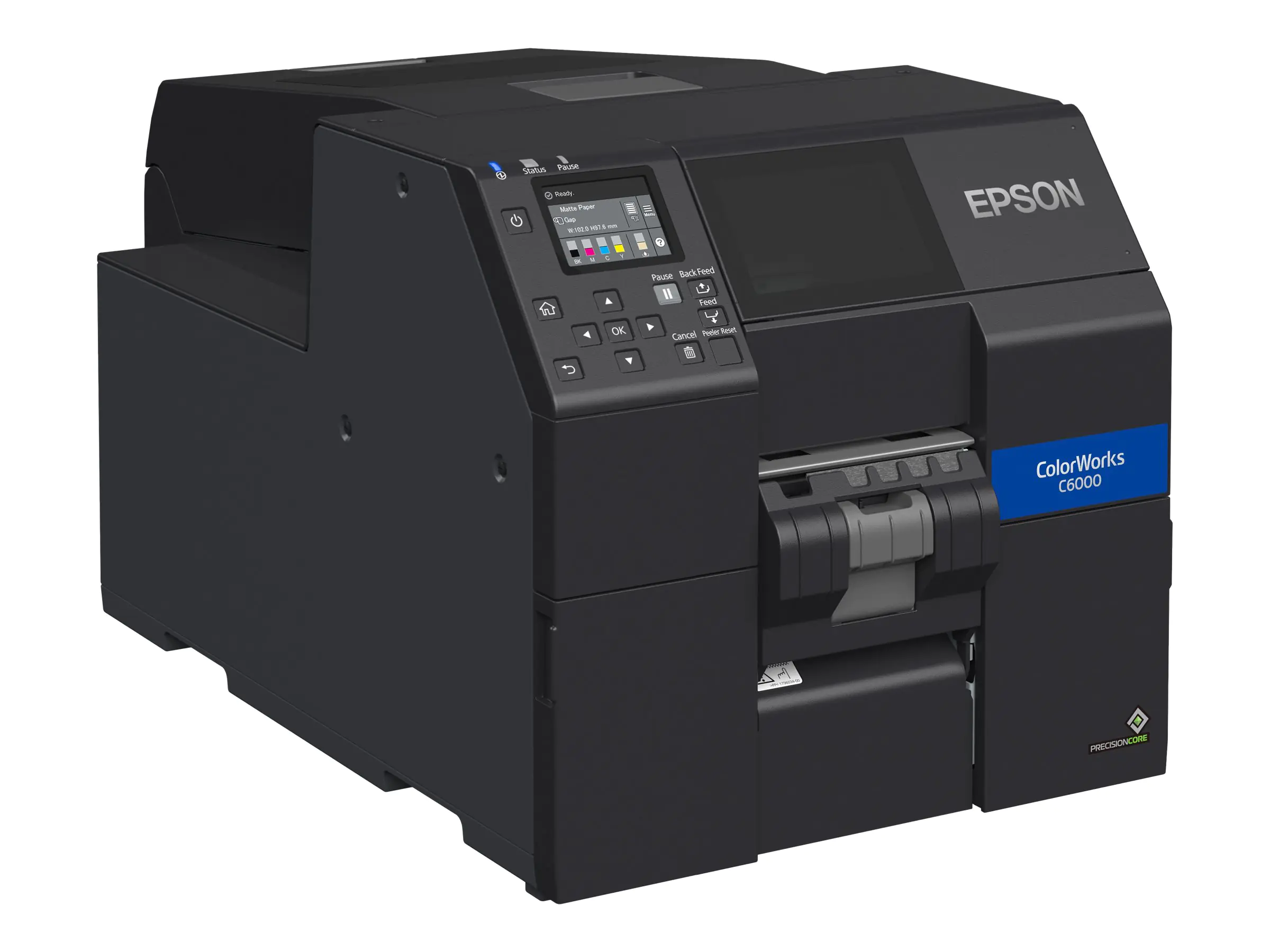 Epson ColorWorks CW-C6000Pe - Etikettendrucker - Farbe - Tintenstrahl - Rolle (11,2 cm) - 1200 x 1200 dpi - bis zu 119 mm/Sek. (einfarbig)/ bis zu 119 mm/Sek. (Farbe) - USB 2.0, LAN, USB 2.0-Host - Schäler