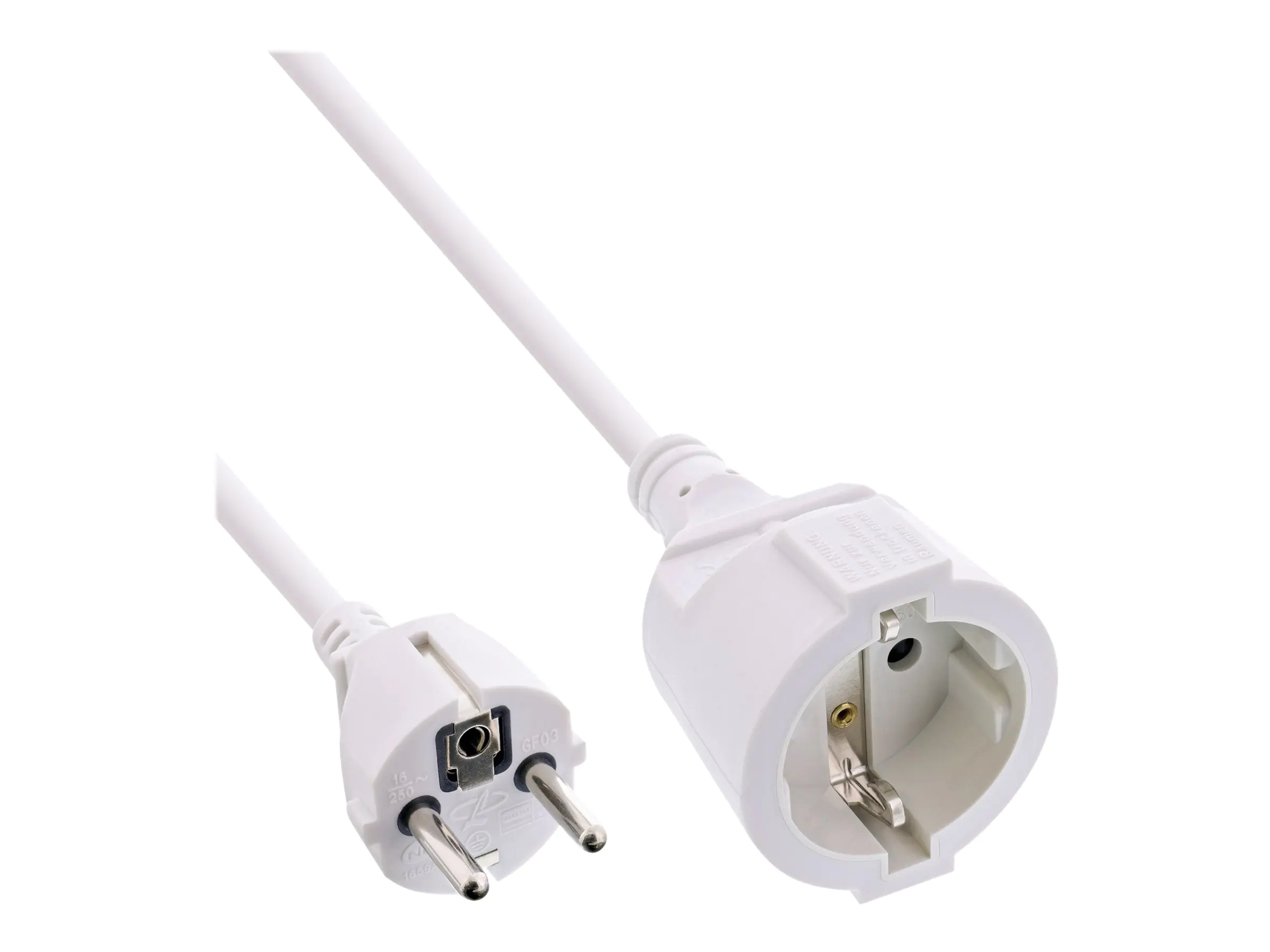 InLine - Spannungsversorgungs-Verlängerungskabel - power CEE 7/7 (M) zu power CEE 7/7 (W) - Wechselstrom 230 V - 15 m - weiß