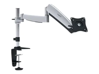 PureMounts PM-Office-DM-23c - Befestigungskit (Anschlussplatte, Spannbefestigung für Tisch, Stange, Doppelgelenkarm) für LCD-Display - Stahl - Silber-Anthrazit - Bildschirmgröße: 33-58.4 cm (13"-23")