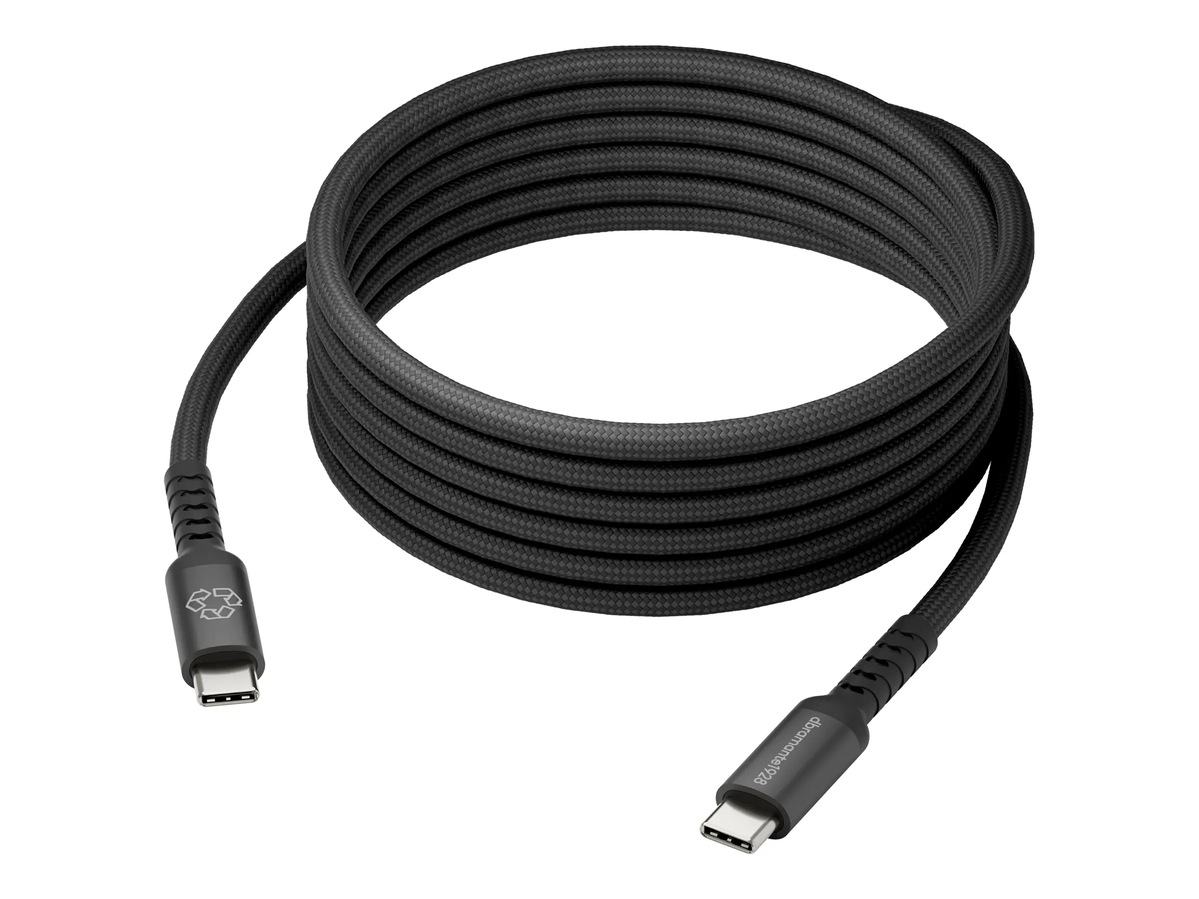 dbramante1928 IT - USB-Kabel - 24 pin USB-C (M) zu 24 pin USB-C (M) - 3 m - USB-Stromversorgung (100 W), geflochtenes Kabel - Schwarz