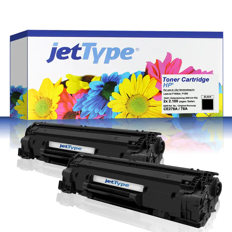 jetType Toner Doppelpack kompatibel zu HP CE278AD 78A schwarz 2x 2.100 Seiten 2 Stück