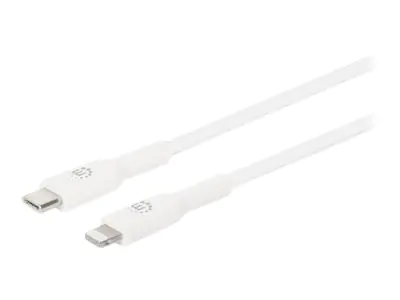 Manhattan USB-C to Lightning Cable, Charge & Sync, 0.5m, White, For Apple iPhone/iPad/iPod, Male to Male, MFi Certified (Apple approval program), 480 Mbps (USB 2.0), Hi-Speed USB, Lifetime Warranty, Box - Lightning-Kabel - 24 pin USB-C männlich zu Lightni