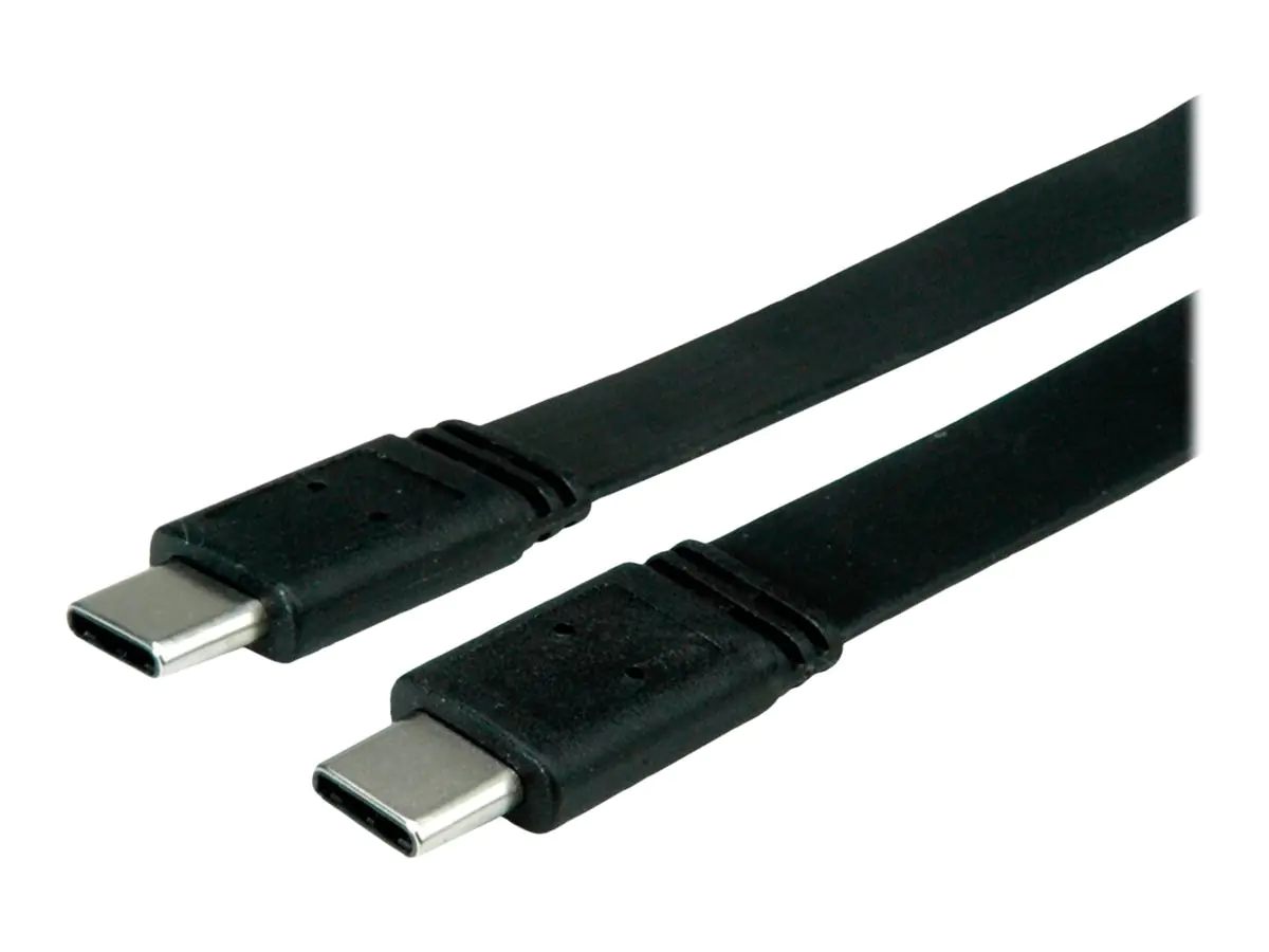 VALUE - USB-Kabel - 24 pin USB-C (M) zu 24 pin USB-C (M) - USB4 Gen 3 - 20 V - 5 A - 50 cm - flach, USB-Stromversorgung (100 W) - Schwarz