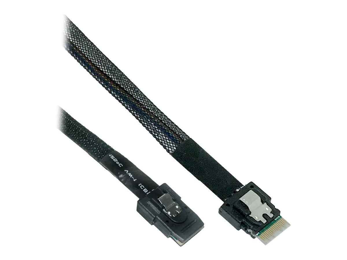 InLine - Internes SAS-Kabel - SAS 12Gbit/s - 4i Slim SAS (S) Verriegelung zu Mini SAS (SFF-8087) (S) Verriegelung - 1 m - Schwarz
