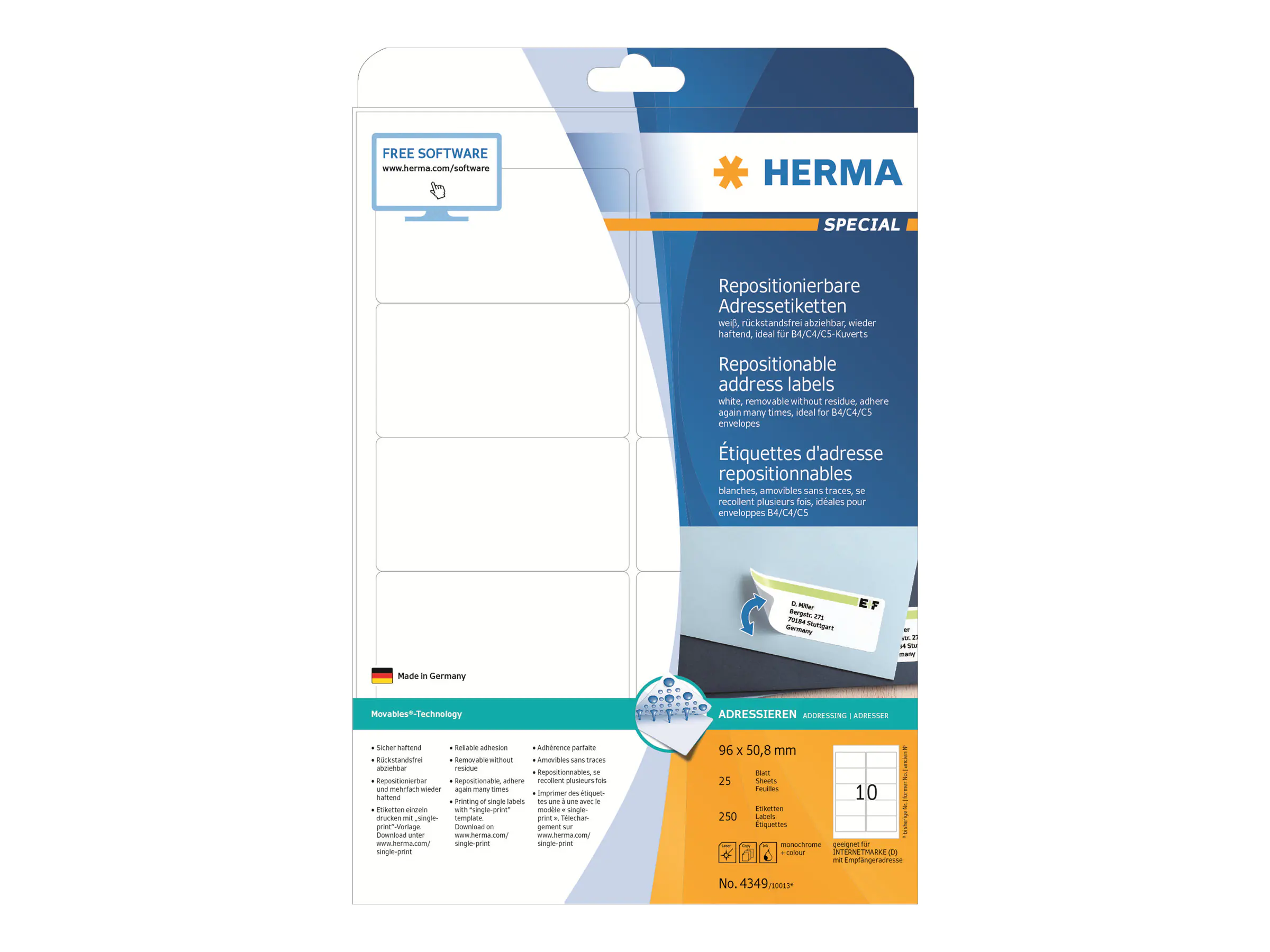 HERMA Special - Papier - matt - selbstklebend, neu positionierbar 4349