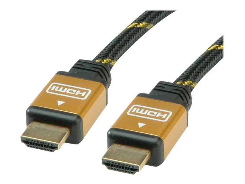 Roline Gold - HDMI mit Ethernetkabel - HDMI (M) bis HDMI (M) - 7.5 m - Doppelisolierung - Schwarz, Gold