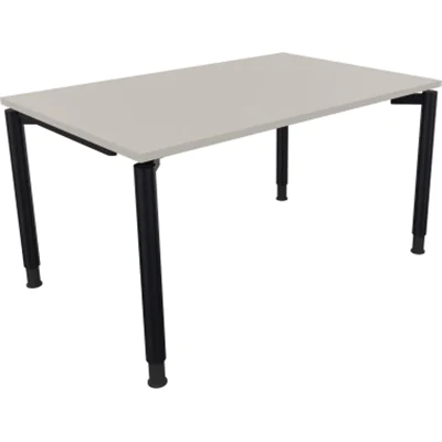 Schreibtisch Vierfuß Rundrohr B1400xT900xH680-820 an/Lichtgrau