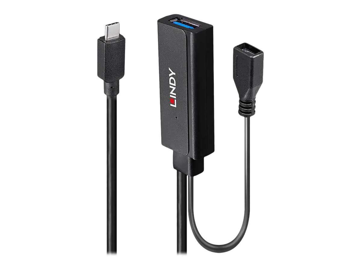 Lindy - USB-Kabel - USB Typ A, Micro-USB Typ B (W) zu 24 pin USB-C (M) - USB 3.2 Gen 1 - 5 m - rund - Schwarz