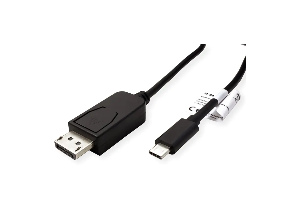 Roline - DisplayPort-Kabel - 24 pin USB-C (M) zu DisplayPort (M) - DisplayPort 1.4 - 3 m - unterstützt 8K 60 Hz (7680 x 4320), unterstützt 4K 120 Hz (3840 x 2160) - Schwarz