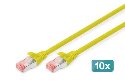Digitus Professional - Patch-Kabel - RJ-45 (M) zu RJ-45 (M) - 3 m - SFTP, PiMF - CAT 6 - IEEE 802.3 - geschirmt, halogenfrei, ohne Haken, verseilt - Gelb (Packung mit 10)