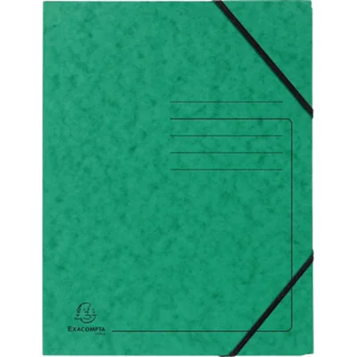 Exacompta Eckspannmappe mit Gummizug ohne Klappen, Colorspan-Karton 355g, bedruckt, für Format DIN A4 - Grün, Klappenordner, A4, Karton, Grün, 250 Blätter, 355 g/m² 555413E