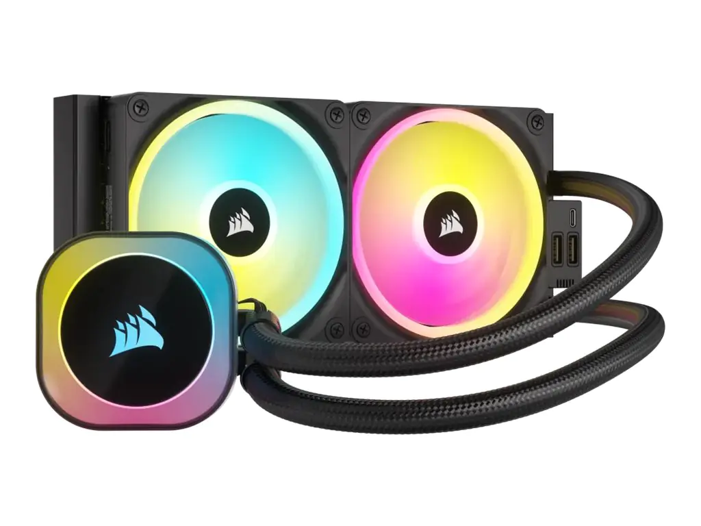 CORSAIR iCUE Link H100I RGB - Prozessor-Flüssigkeitskühlsystem - Kühlergröße: 240 mm - (für: LGA1156, LGA1155, LGA1150, LGA1151, AM4, LGA1200, LGA1700, AM5) - Kupfer - 120 mm