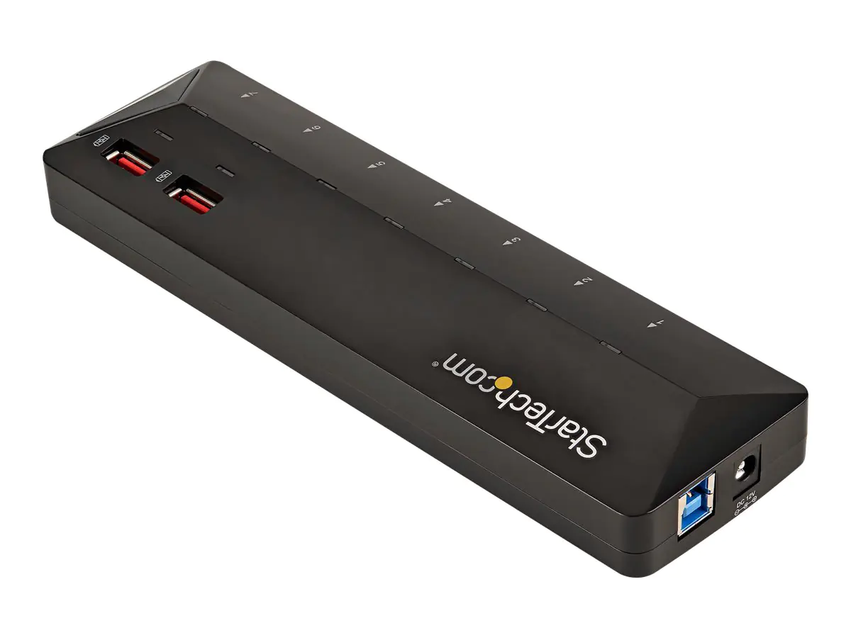 StarTech 7 Port USB 3.0 Hub plus dediziertem Ladeport - 2 x 2,4A Port - Desktop Hub und Schnellladestation - USB-Umschalter für die gemeinsame Nutzung von Peripheriegeräten - 7 x SuperSpeed USB 3.0 - Desktop - für P/N: USB312SAT3CB, USB315CB2M, USBLT