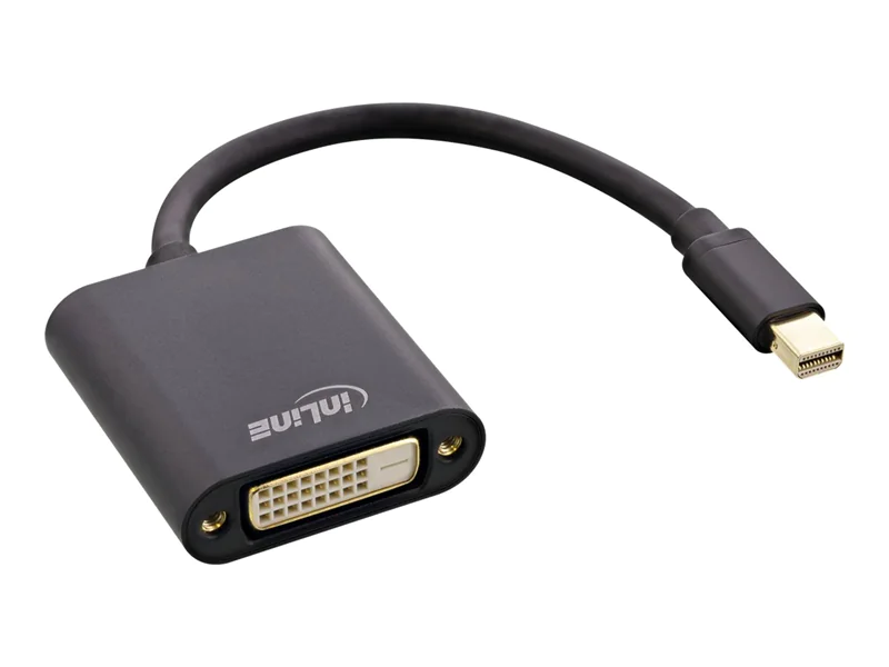 InLine - Adapterkabel - Mini DisplayPort (M) zu DVI-D (W) - DisplayPort 1.2 - 15 cm - passiv, 1080p-Unterstützung - Schwarz