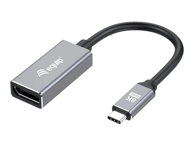 Equip - Videoadapter - 24 pin USB-C (M) zu DisplayPort (W) - DisplayPort 1.4 - 15 cm - unterstützt 8K 30 Hz (7680 x 4320) - Grau