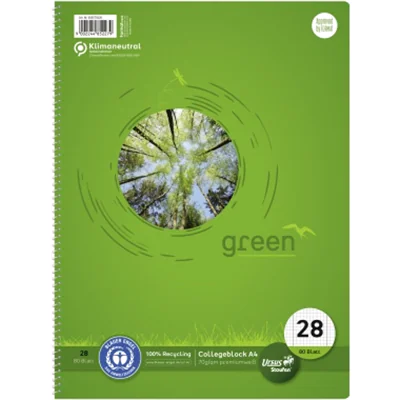 Ursus Collegeblock green DIN A4 kariert - Recyclingpapier - 70 g/m² 608575020