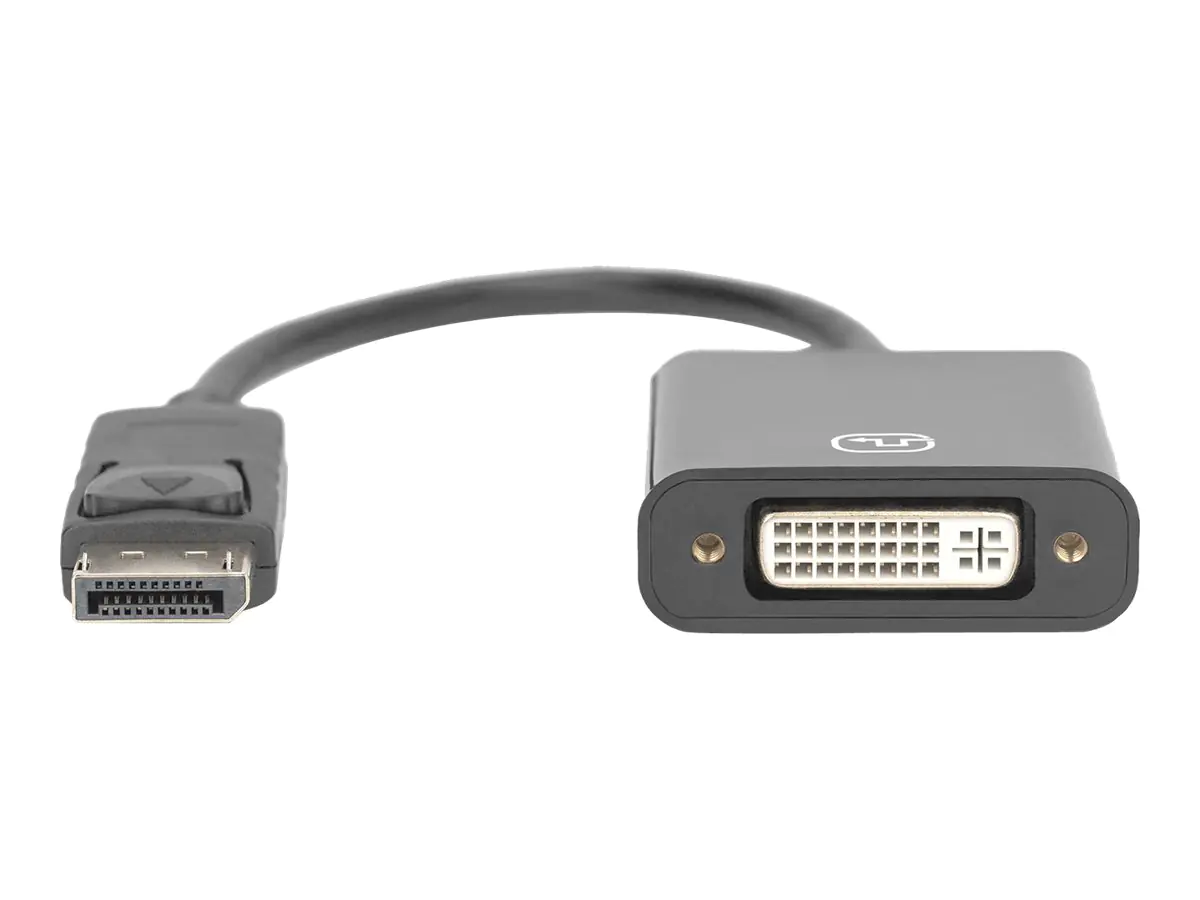 Digitus - Videoadapter - DisplayPort (M) eingerastet zu DVI-I (W) schraubbar - DisplayPort 1.1a - 15 cm - aktiv, 1080p-Unterstützung, 60 Hz - Schwarz